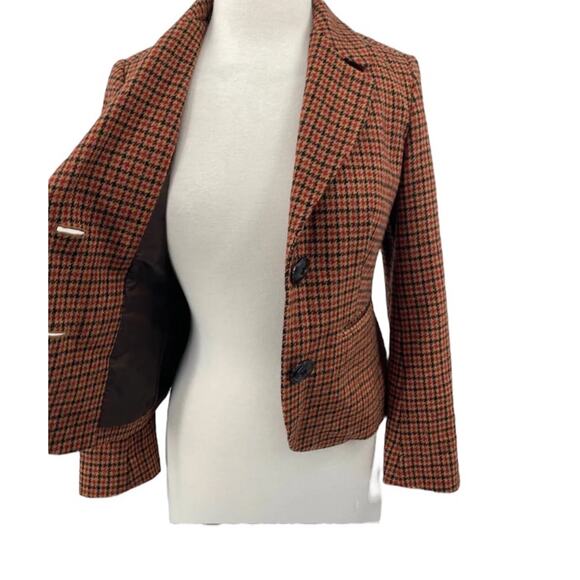 Vintage Talbots Wool Houndstooth Pattern Button Down blazer Brown Cotton size 6 - Picture 6 of 11